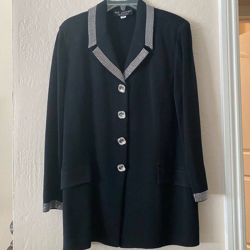 St. John Evening Marie Gray Black Jacket Size 14.